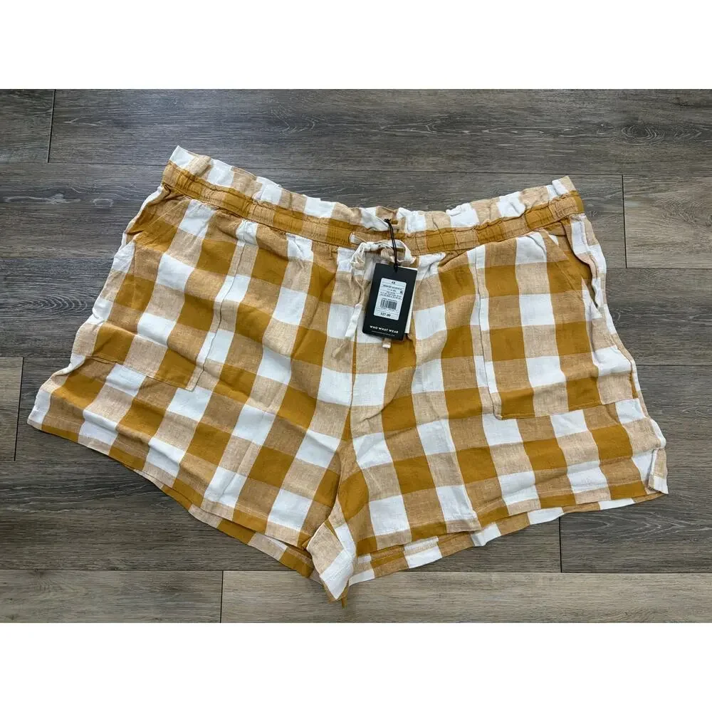Who What Wear Gingham Shorts Orange White Cottagecore Summer Plus 4X